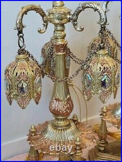 VTG RARE 1968 L&L 3 Way Loevsky Hollywood Regency Lamps Beautiful Works Clean