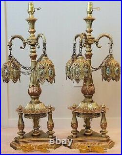 VTG RARE 1968 L&L 3 Way Loevsky Hollywood Regency Lamps Beautiful Works Clean