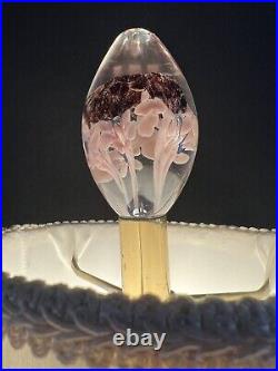 VTG St. Clair Art Glass Purple White Flower Lamp Mid Century Antique Hollywood