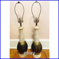 VTG Vintage Pair Of Mid Century Modern MCM Chalkware Lamps