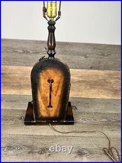 VTG Wood Carved Table Lamp With Pistol And Nautical Lamp 2 Way Flaming Nightlight