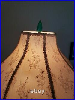 Victorian Green Vaseline glass Table Lamp Vintage 50s 60s ornate metal stunning