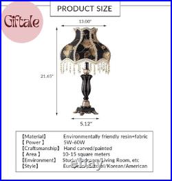 Victorian Table Lamp Handmade Fabric Lampshade European Style Desk Lamp with Ant