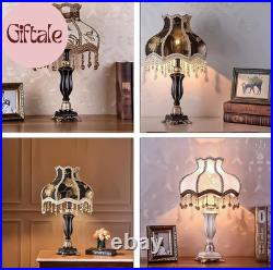 Victorian Table Lamp Handmade Fabric Lampshade European Style Desk Lamp with Ant