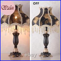 Victorian Table Lamp Handmade Fabric Lampshade European Style Desk Lamp with Ant