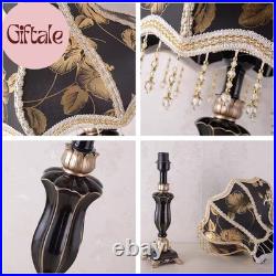 Victorian Table Lamp Handmade Fabric Lampshade European Style Desk Lamp with Ant