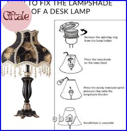 Victorian Table Lamp Handmade Fabric Lampshade European Style Desk Lamp with Ant