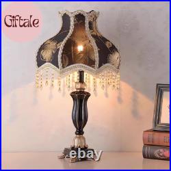 Victorian Table Lamp Handmade Fabric Lampshade European Style Desk Lamp with Ant