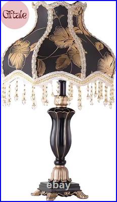 Victorian Table Lamp Handmade Fabric Lampshade European Style Desk Lamp with Ant
