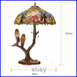 Victorian Tiffany Style Table Lamp Stained Glass Vintage Bedside Reading Light