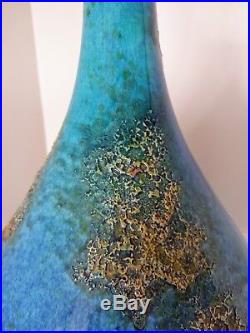 Vintage1960s Mid Century Helmut Bruchman for Haeger Blue Lava Glaze Pottery Lamp