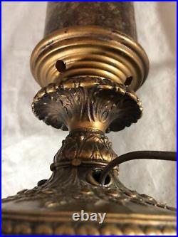 Vintage 16 Antique Gilded Mica Shade Cylinder Table Lamp Amber Night Light