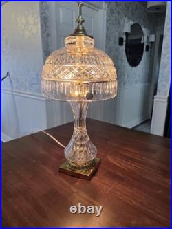 Vintage 17.5 Hungarian Cut Crystal Table Lamp Crystal Shade Czech Lead Crystal