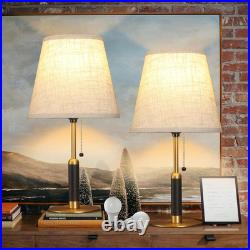 Vintage 18.9 Bedside Lamps Set of 2 with Pull Chain 3 Color Temperatures
