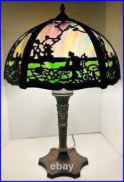 Vintage 1920's Slag Glass Table Lamp