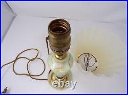 Vintage 1930's 40's agate slag glass Houze X glass lamp w shade 614