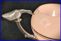 Vintage 1930s French Art Deco Table Lamp with Birds & Glass Shade