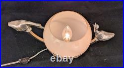 Vintage 1930s French Art Deco Table Lamp with Birds & Glass Shade