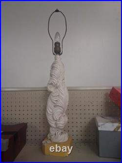Vintage 1940's to 60's Plaster Table Lamp Textured Leaf or Feather Design MCM