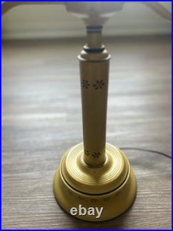 Vintage 1950-1960 Toleware Table Lamp Mustard Yellow Floral Design 27 Tall