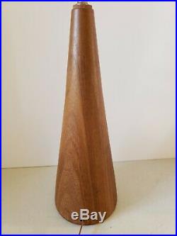 Vintage 1950's Mid Century Modern Teak Cone Design Eames Era Danish Table Lamp
