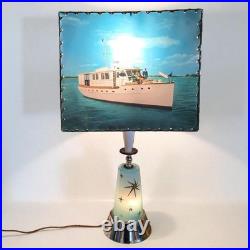 Vintage 1950s Mid Century Table Lamp Starburst Base Nautical Shade MCM 24.5