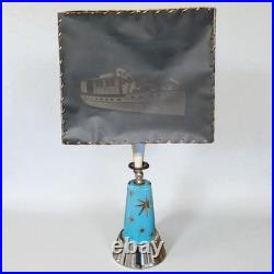 Vintage 1950s Mid Century Table Lamp Starburst Base Nautical Shade MCM 24.5