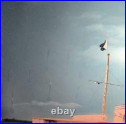 Vintage 1950s Mid Century Table Lamp Starburst Base Nautical Shade MCM 24.5