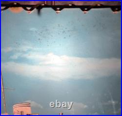 Vintage 1950s Mid Century Table Lamp Starburst Base Nautical Shade MCM 24.5