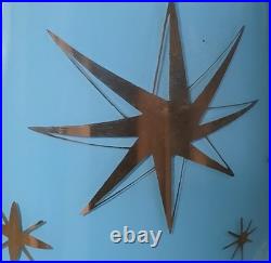 Vintage 1950s Mid Century Table Lamp Starburst Base Nautical Shade MCM 24.5