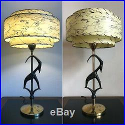 Vintage 1950s REMBRANDT Antelope GAZELLE Table Lamp FIBERGLASS SHADE Light MCM