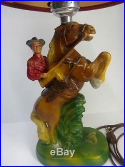 Vintage 1950s Roy Rogers & Trigger Table Lamp with Shade