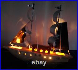 Vintage 1950s SAILBOAT Table TV Lamp Complete EXCEPTIONAL EXAMPLE 16 X 14