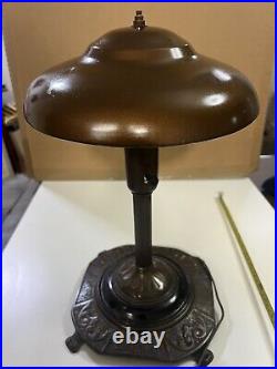 Vintage 1950s Toleware All Metal Mushroom Electric Table Lamp Atomic AGE 15
