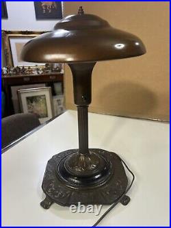 Vintage 1950s Toleware All Metal Mushroom Electric Table Lamp Atomic AGE 15