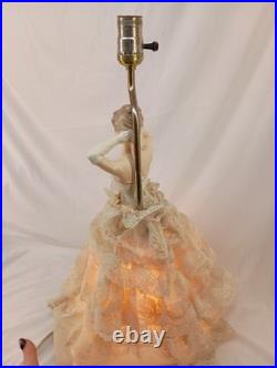 Vintage 1950s Victorian Style Porcelain Lady Bust Dual Light Table Lamp 19 Tall