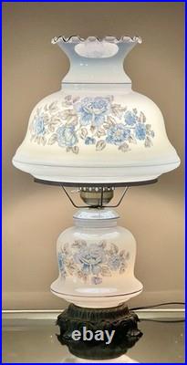 Vintage 1960's 25Floral Blue Rose Gone With The Wind Style Hurricane Table Lamp Vintage 1960's 25Floral Blue Rose Gone With The Wind Style Hurricane Table Lamp