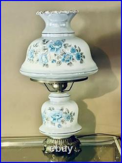 Vintage 1960's 25Floral Blue Rose Gone With The Wind Style Hurricane Table Lamp Vintage 1960's 25Floral Blue Rose Gone With The Wind Style Hurricane Table Lamp