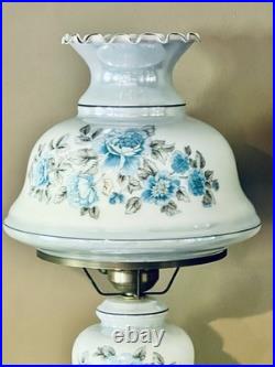 Vintage 1960's 25Floral Blue Rose Gone With The Wind Style Hurricane Table Lamp Vintage 1960's 25Floral Blue Rose Gone With The Wind Style Hurricane Table Lamp