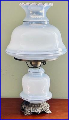 Vintage 1960's 25Floral Blue Rose Gone With The Wind Style Hurricane Table Lamp