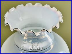 Vintage 1960's 25Floral Blue Rose Gone With The Wind Style Hurricane Table Lamp