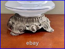 Vintage 1960's 25Floral Blue Rose Gone With The Wind Style Hurricane Table Lamp