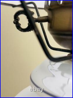 Vintage 1960's 25Floral Blue Rose Gone With The Wind Style Hurricane Table Lamp