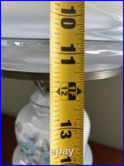 Vintage 1960's 25Floral Blue Rose Gone With The Wind Style Hurricane Table Lamp