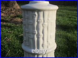 Vintage 1960's Stacked White Bamboo Ceramic Table Lamp Hollywood Regency Style