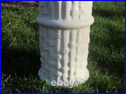 Vintage 1960's Stacked White Bamboo Ceramic Table Lamp Hollywood Regency Style