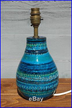Vintage 1960s Bitossi Aldo Londi Rimini Blue Pottery Table Lamp