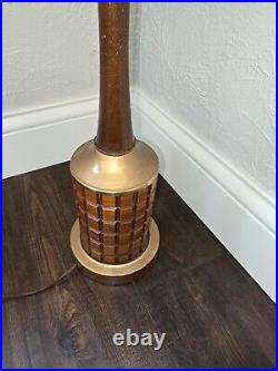 Vintage 1960s GRUVWOOD Table Lamp MCM Decor Wood Metal Bedside Accent