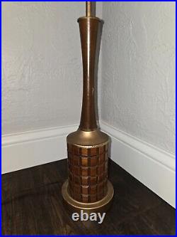 Vintage 1960s GRUVWOOD Table Lamp MCM Decor Wood Metal Bedside Accent