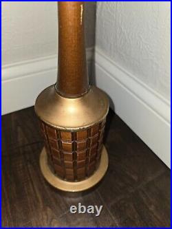 Vintage 1960s GRUVWOOD Table Lamp MCM Decor Wood Metal Bedside Accent